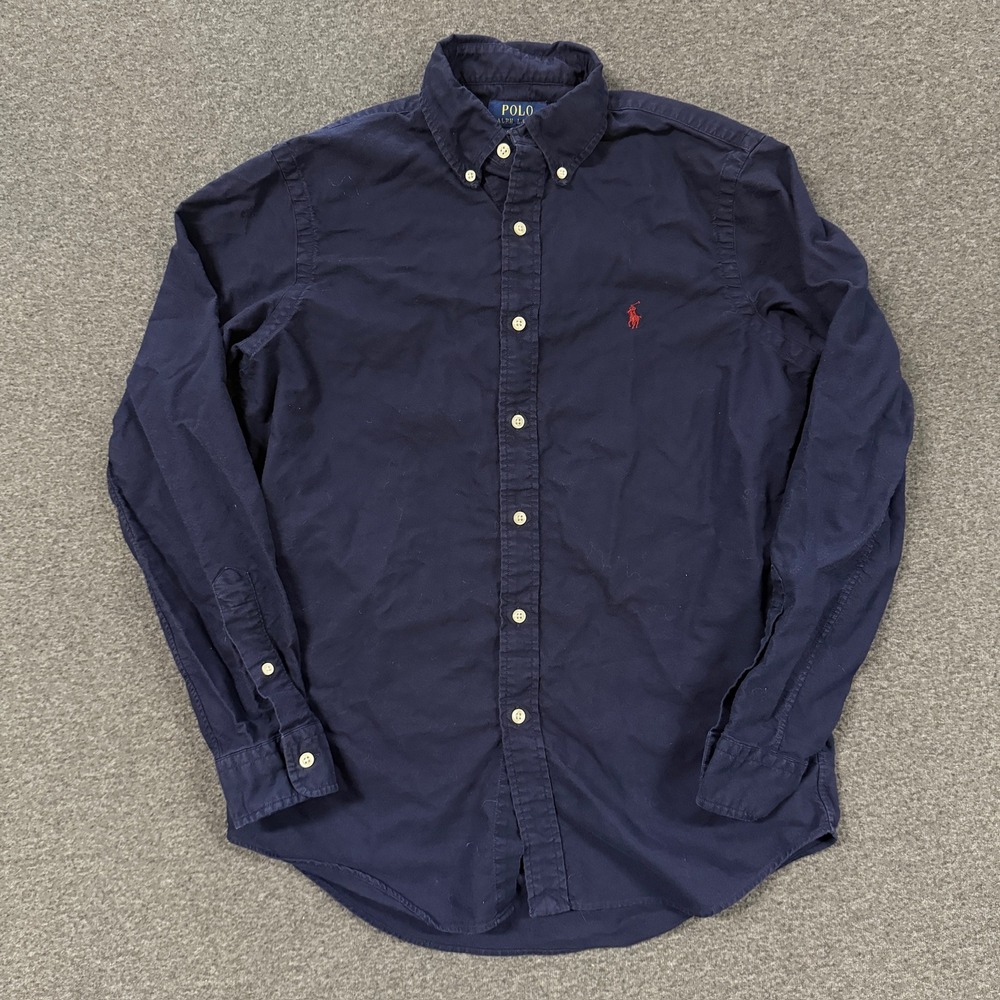 Polo Ralph Lauren Button Down Shirt Mens Small Navy Good Classic Fit Pony